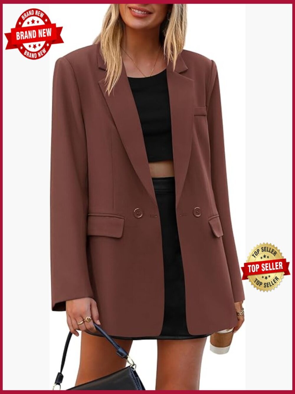 Women's Business Casual Blazer Long Sleeve Lapel Pockets Work Office Jacket